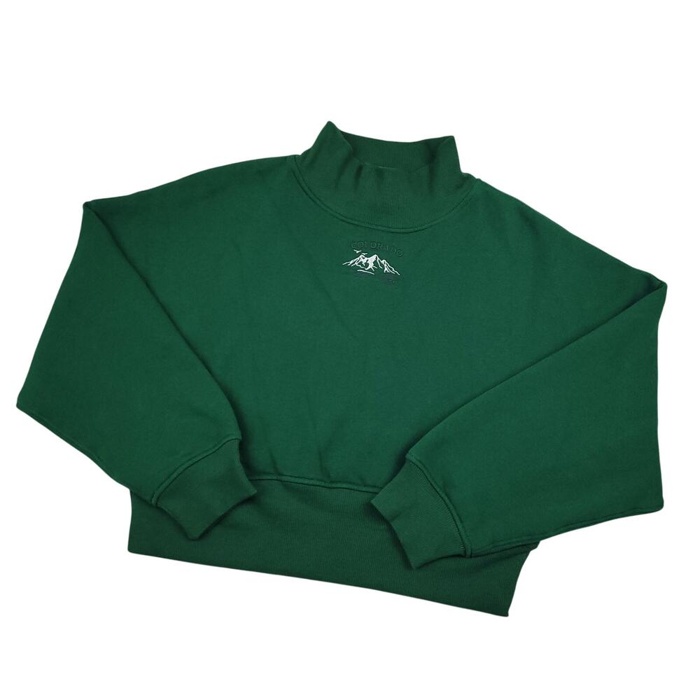 Wild Fable Womens Aspen Colorado Mock Turtleneck Cropped Pullover Medium Green
